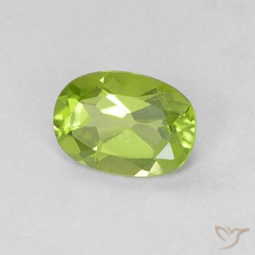 0.82 ct Green Peridot Stone, Natural Peridot in Oval Facet Shape for Sale