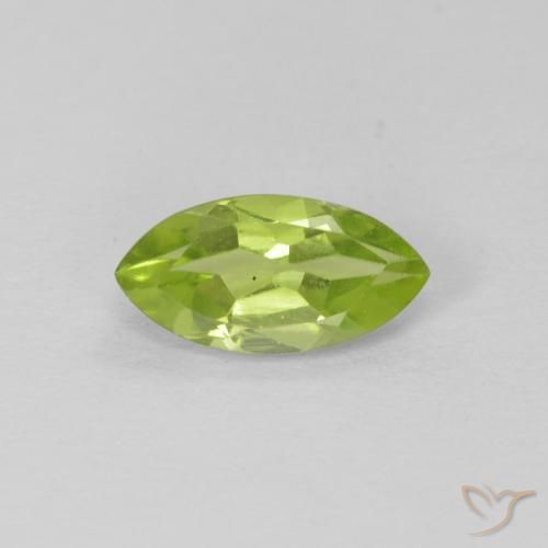 0.68ct Natural Medium Green Peridot, Marquise, VS