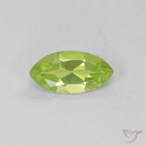 0.68ct Natural Medium Green Peridot, Marquise, VS