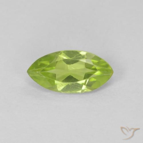 0.64ct Natural Medium Green Peridot, Marquise, VS