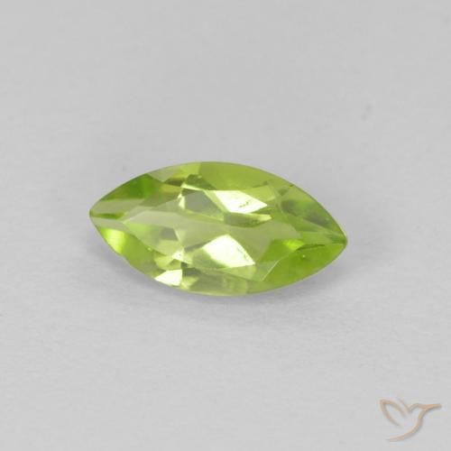 0.66 ct Green Peridot Stone, Natural Peridot in Marquise Facet Shape for Sale