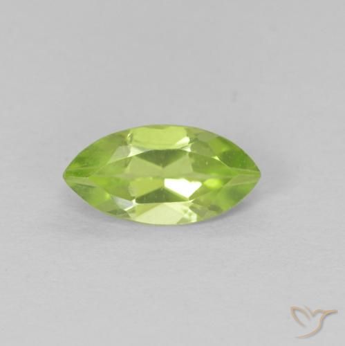 0.62ct Natural Medium Green Peridot, Marquise, VS