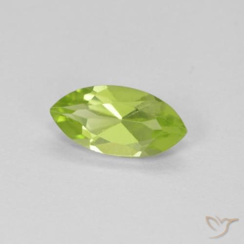 0.64 ct Green Peridot Stone, Natural Peridot in Marquise Facet Shape for Sale