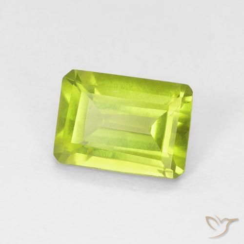 0.93 ct Green Peridot Stone, Natural Peridot in Octagon Step Cut Shape for Sale