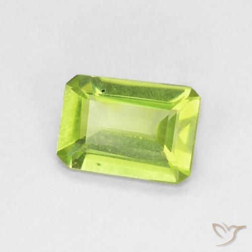 0.85 ct Green Peridot Stone, Natural Peridot in Octagon Step Cut Shape for Sale