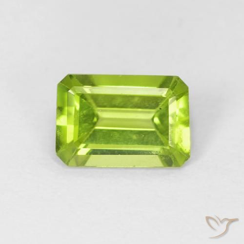 0.93ct Natural Bright Green Peridot, Emerald Cut, VVS-VS