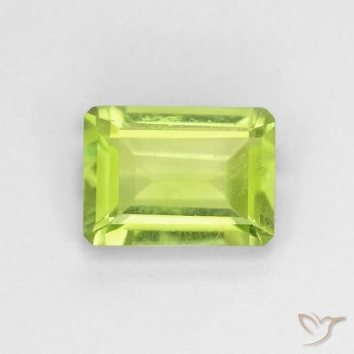 0.88ct Natural Bright Green Peridot, Emerald Cut, VVS-VS