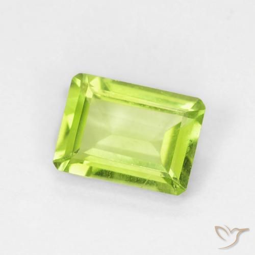 0.88 ct Green Peridot Stone, Natural Peridot in Octagon Step Cut Shape for Sale