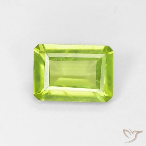 0.88ct Natural Bright Green Peridot, Emerald Cut, VS-SI