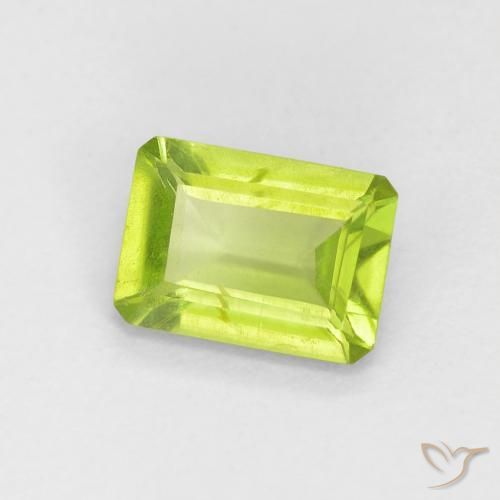 0.88 ct Green Peridot Stone, Natural Peridot in Octagon Step Cut Shape for Sale