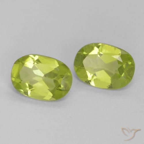 1.39 ctw Green Peridot Stones, Natural Peridot in Oval Facet Shape for Sale