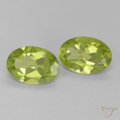 1.54 ctw Green Peridot Stones, Natural Peridot in Oval Facet Shape for Sale