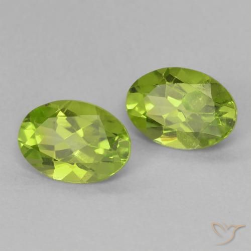1.60 ctw Green Peridot Stones, Natural Peridot in Oval Facet Shape for Sale