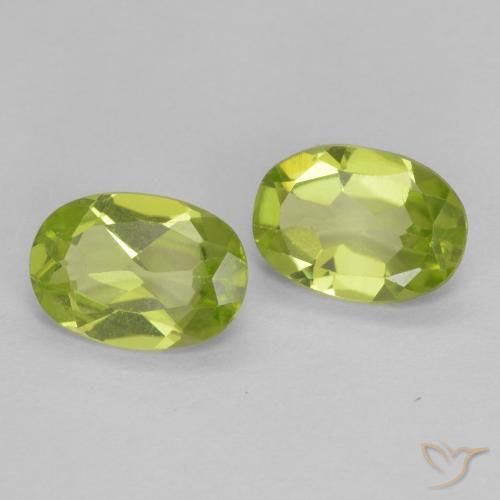 1.38 ctw Green Peridot Stones, Natural Peridot in Oval Facet Shape for Sale