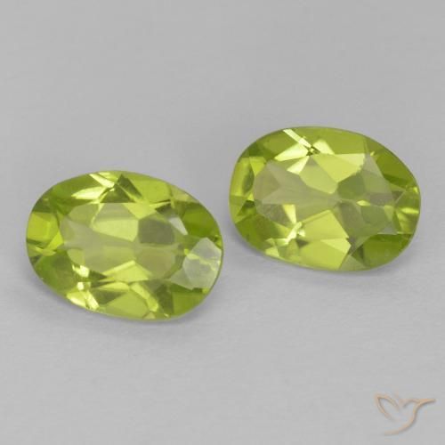 1.55 ctw Green Peridot Stones, Natural Peridot in Oval Facet Shape for Sale