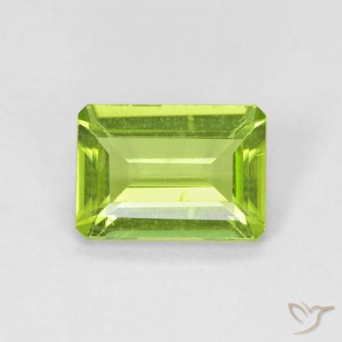 0.92ct Natural Bright Green Peridot, Emerald Cut, VS