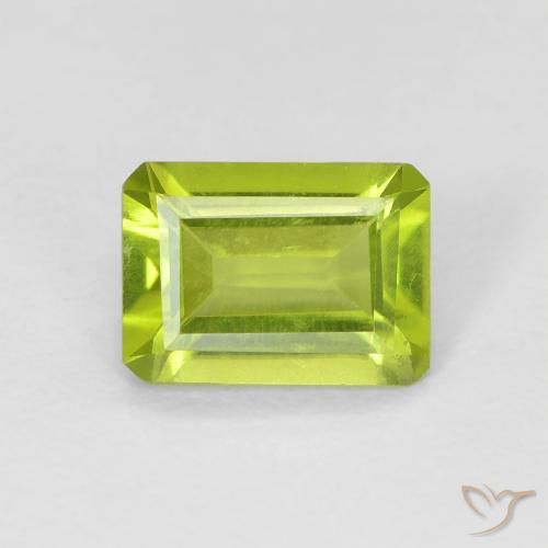 0.97ct Natural Bright Green Peridot, Emerald Cut, VS