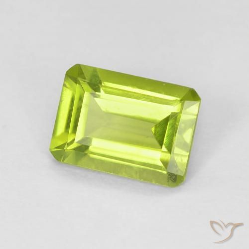 0.97 ct Green Peridot Stone, Natural Peridot in Octagon Step Cut Shape for Sale