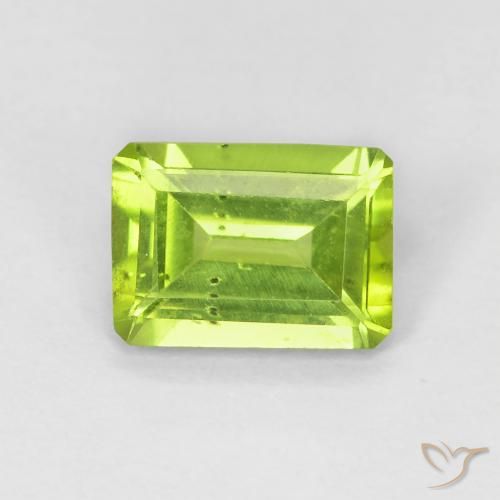 1.03ct Natural Bright Green Peridot, Emerald Cut, VS