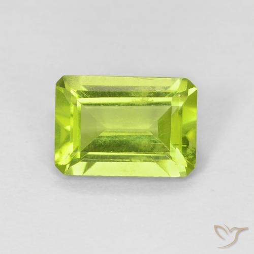 0.89ct Natural Bright Green Peridot, Emerald Cut, VS