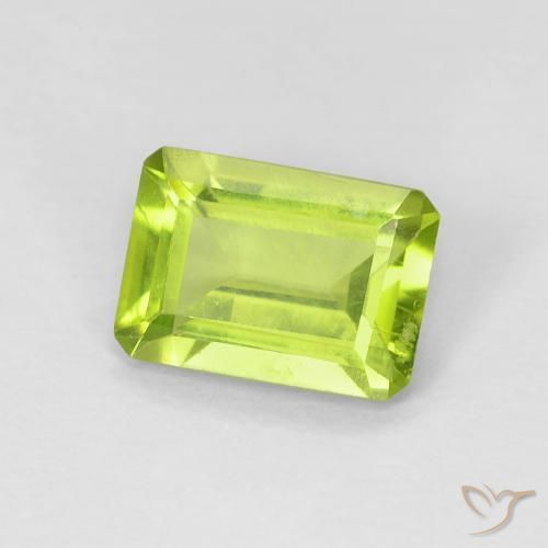 0.89 ct Green Peridot Stone, Natural Peridot in Octagon Step Cut Shape for Sale