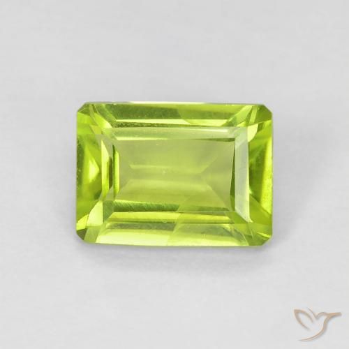 1.09ct Natural Bright Green Peridot, Emerald Cut, VS