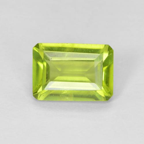 7 x 5mm grüner Peridot im Octagon Stufenschliff aus China, Gewicht 1,01 ct, Garantiert echter Edelstein in VS Reinheit, 1 Stück Peridot - die Farbe ist Hellgrün, Mohs-Härte von 6,5 - 7 Geeignet für den täglichen Gebrauch im Schmuck, Photo A