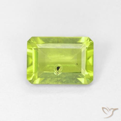 1.04ct Natural Medium Green Peridot, Emerald Cut, VS-SI