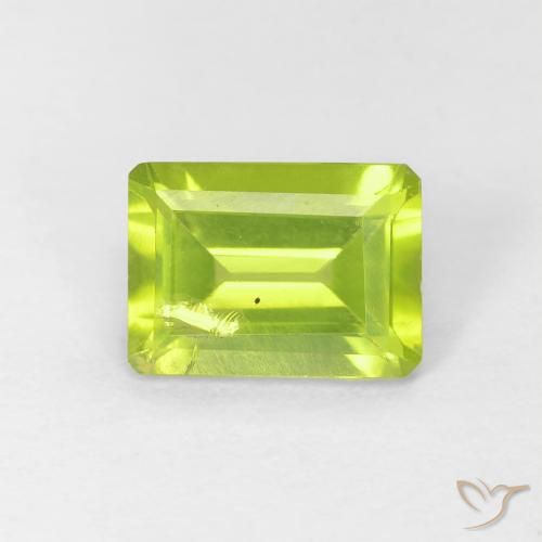 1.12ct Natural Lively Green Peridot, Emerald Cut, VS-SI