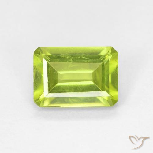 1.05ct Natural Medium Green Peridot, Emerald Cut, VS-SI