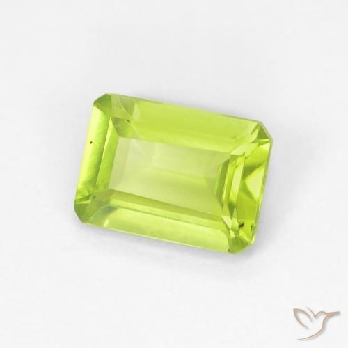 0.97 ct Green Peridot Stone, Natural Peridot in Octagon Step Cut Shape for Sale