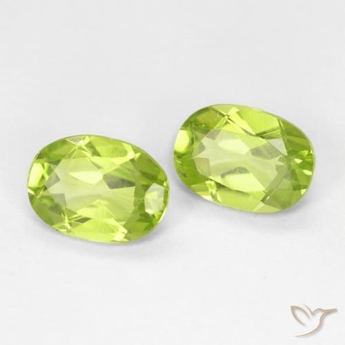 1.67 ctw Green Peridot Stones, Natural Peridot in Oval Facet Shape for Sale