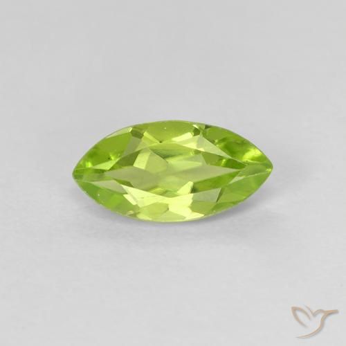 0.67ct Natural Medium Green Peridot, Marquise, VVS-VS