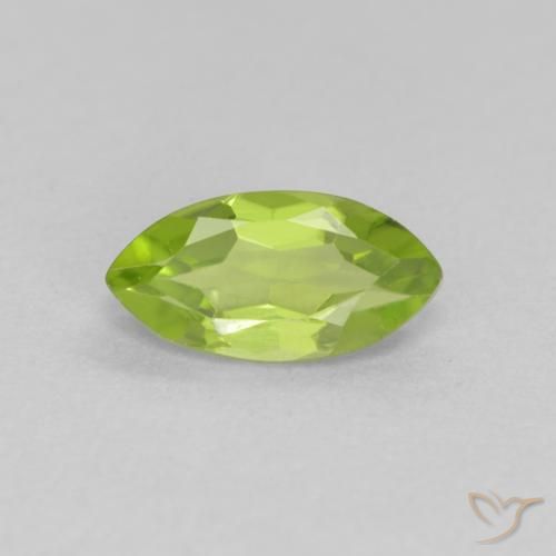 0.68ct Natural Medium Green Peridot, Marquise, VVS-VS