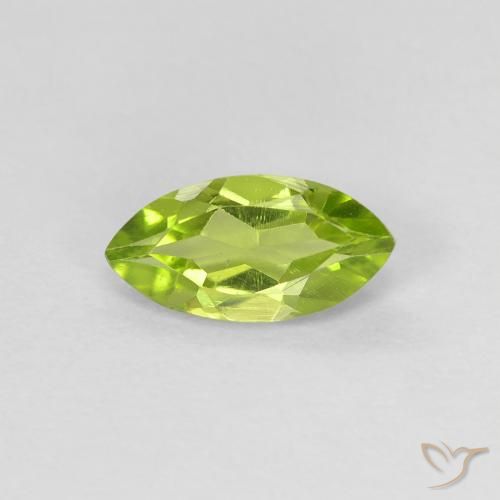 0.62ct Natural Yellowish Green Peridot, Marquise, VVS-VS