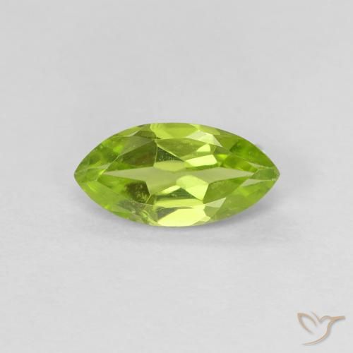 0.63ct Natural Yellowish Green Peridot, Marquise, VVS-VS