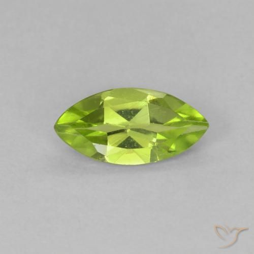 0.58ct Natural Yellowish Green Peridot, Marquise, VVS-VS