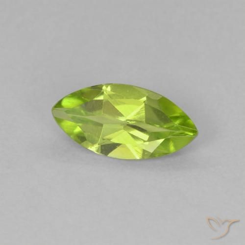 0.58 ct Green Peridot Stone, Natural Peridot in Marquise Facet Shape for Sale