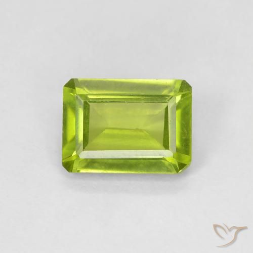 1.07ct Natural Lively Green Peridot, Emerald Cut, VS