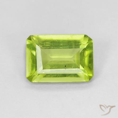 0.90ct Natural Lively Yellowish Green Peridot, Emerald Cut, VS-SI