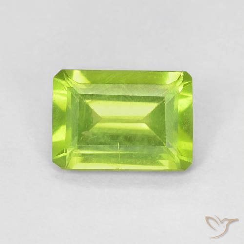 1.03ct Natural Bright Green Peridot, Emerald Cut, VS-SI