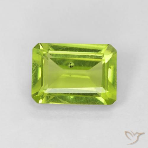 1.09ct Natural Bright Green Peridot, Emerald Cut, VS