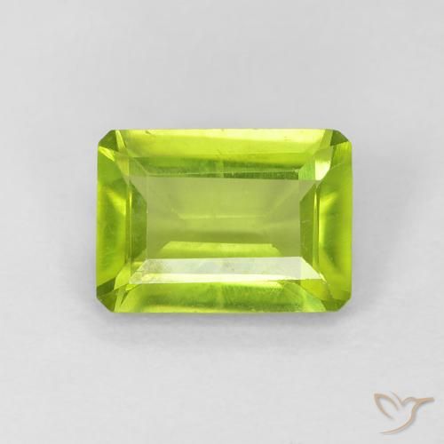 1.01ct Natural Bright Green Peridot, Emerald Cut, VS