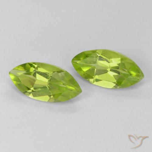 1.24 ctw Green Peridot Stones, Natural Peridot in Marquise Facet Shape for Sale