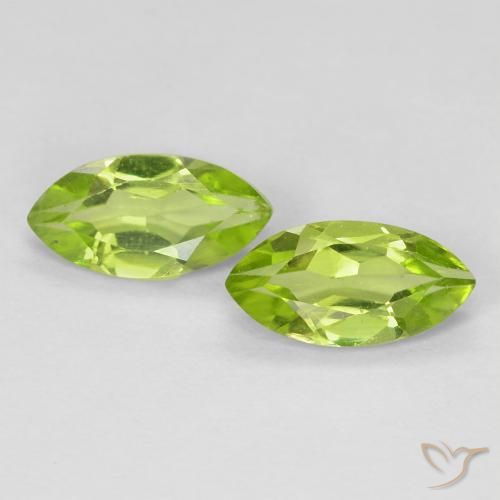Péridot taille marquise de 1,18 ct, 8,1 x 4,1 mm de Chine, Photo A