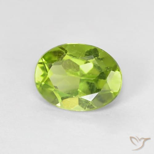 1.21 ct Green Peridot Stone, Natural Peridot in Oval Facet Shape for Sale