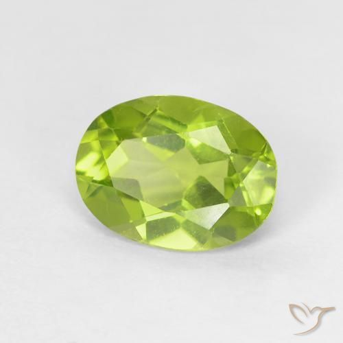 1.21 ct Green Peridot Stone, Natural Peridot in Oval Facet Shape for Sale