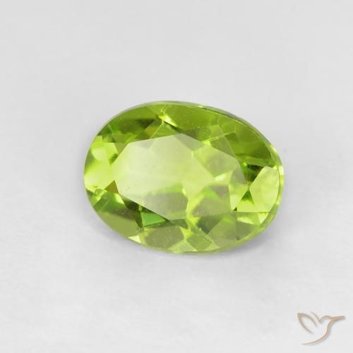 1.21 ct Green Peridot Stone, Natural Peridot in Oval Facet Shape for Sale