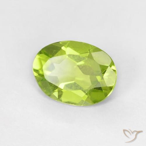 1.09 ct Green Peridot Stone, Natural Peridot in Oval Facet Shape for Sale