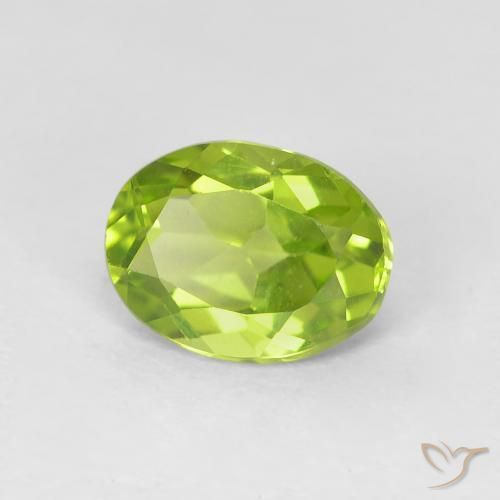 1.10 ct Green Peridot Stone, Natural Peridot in Oval Facet Shape for Sale